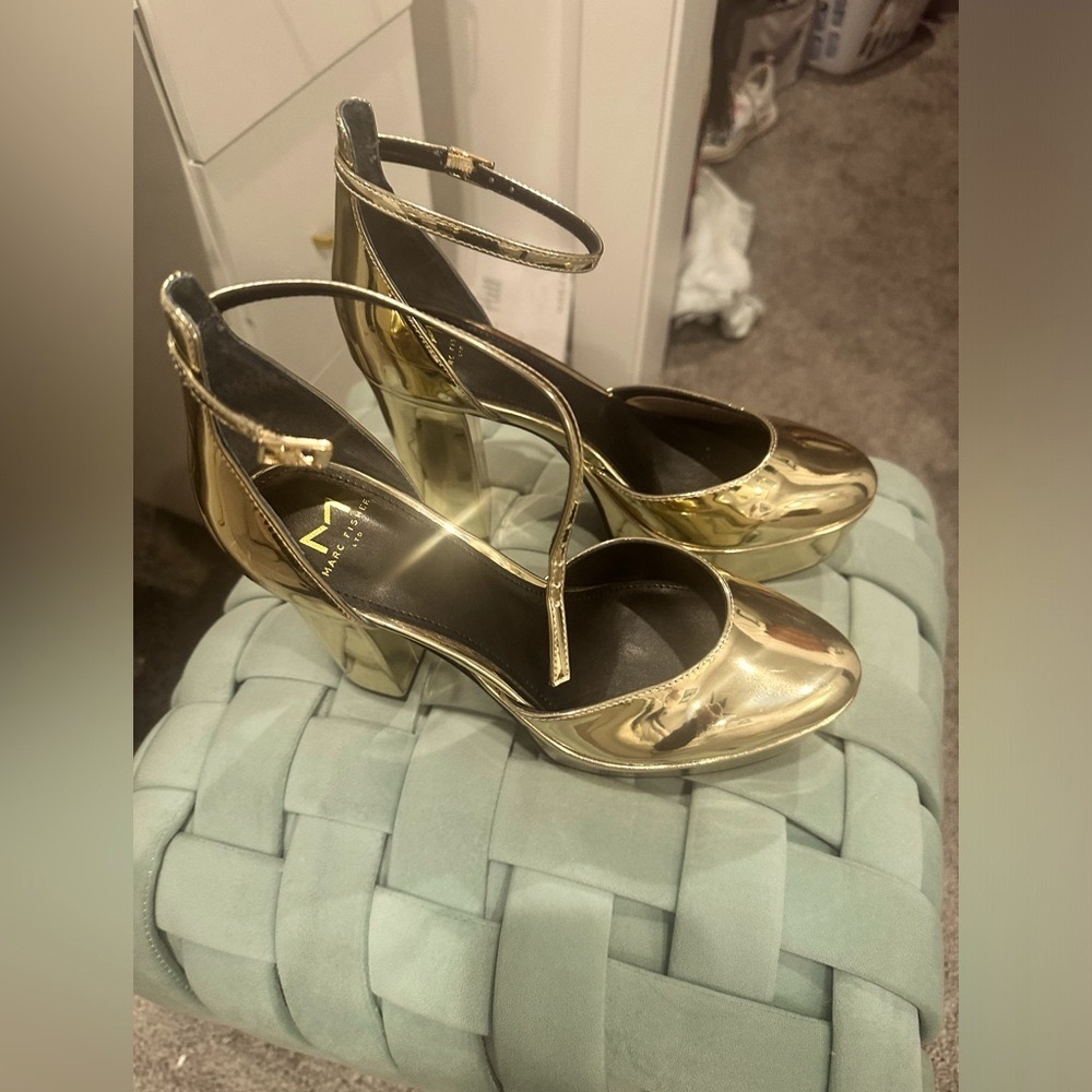 Marc Fisher gold platform, sandals 8.5. New